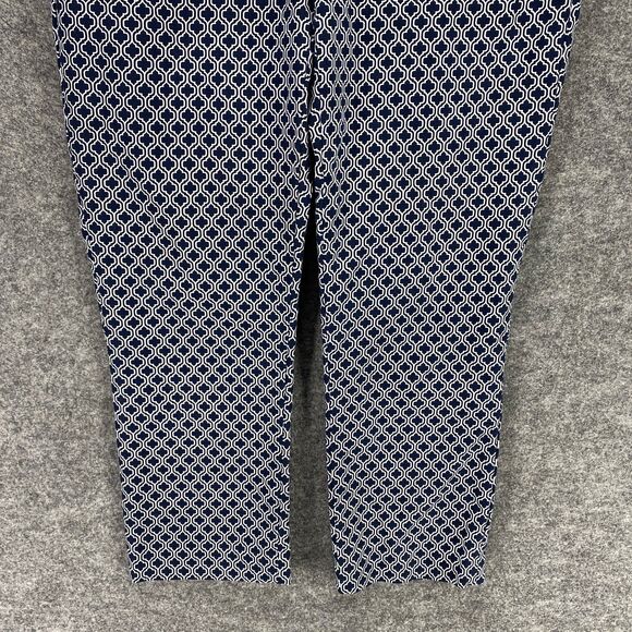 Adrienne Vittadini Chino Pants Women 4 White Blue Printed High Rise Straight - Picture 5 of 11